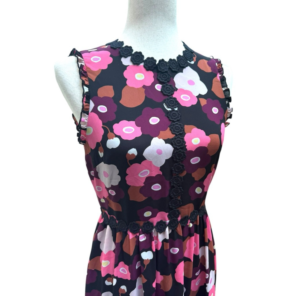 Kate Spade Blooming Floral Mini Dress Size 2 Small Flirty Summer Garden Party - Picture 6 of 15